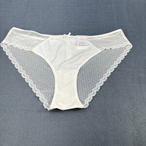 Auden Womens Size Large Panty Bikini Lace White New With Tags